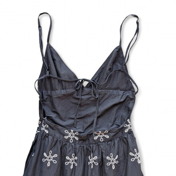 Zara Black Embroidered Tie-Back Midi Dress XS - Picture 7 of 10